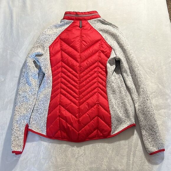 Xersion Red and Gray Mixed Media Puffer Zip Up Jacket Size Medium - Picture 3 of 16